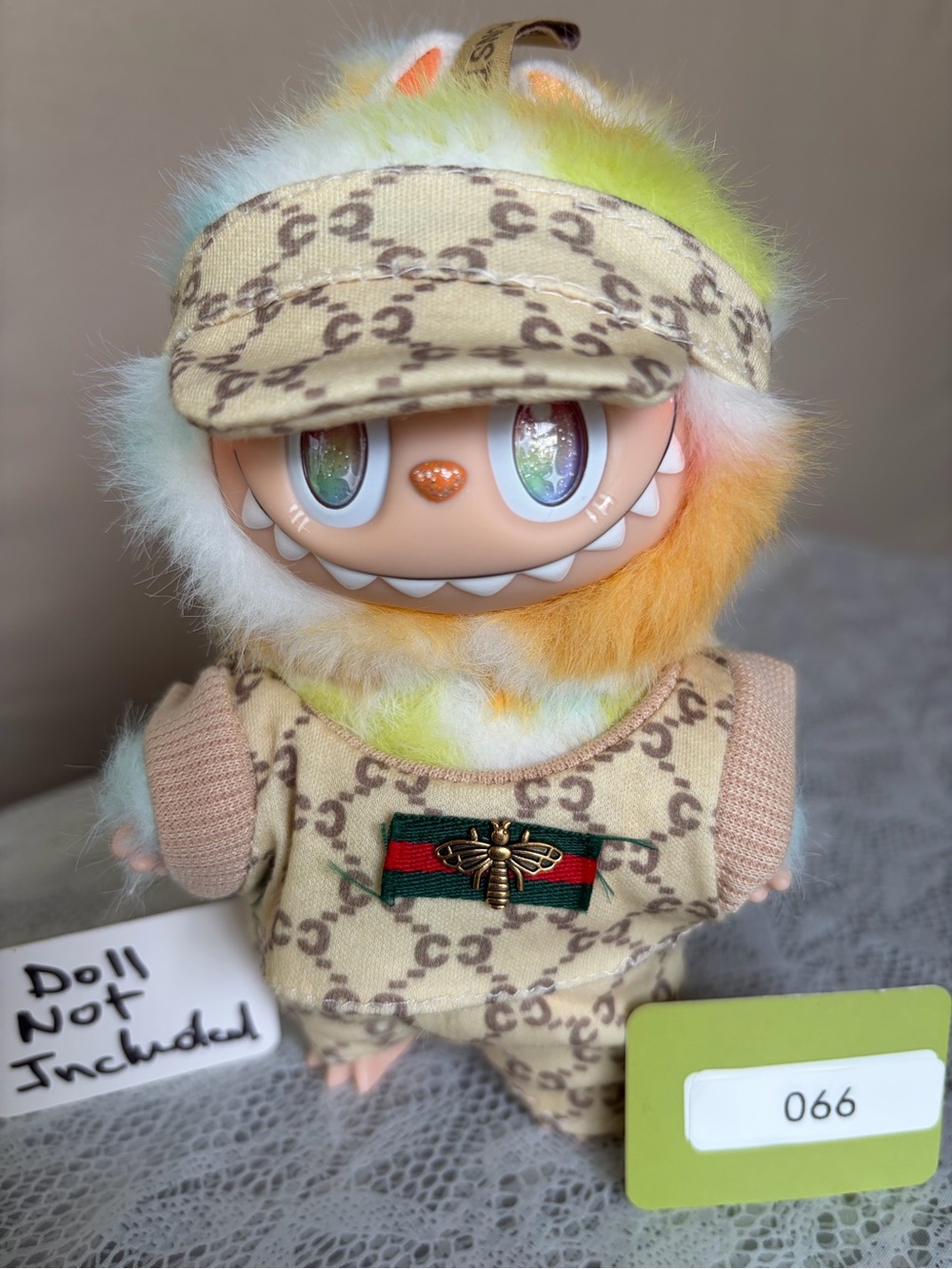 066,3Piece Channel Logo Outfit 4Labubu Doll with Bee Emblem( Doll Not included)